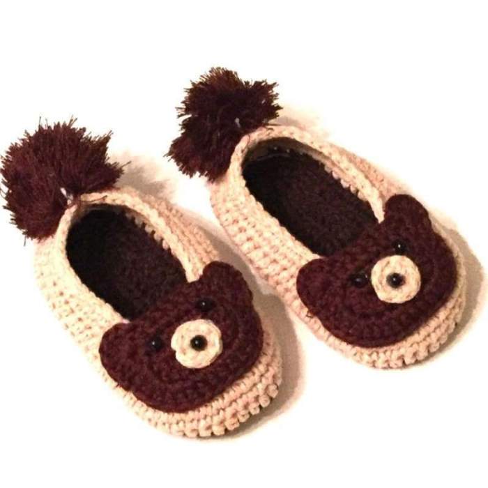 Handmade Crochet Bear Baby Shoes