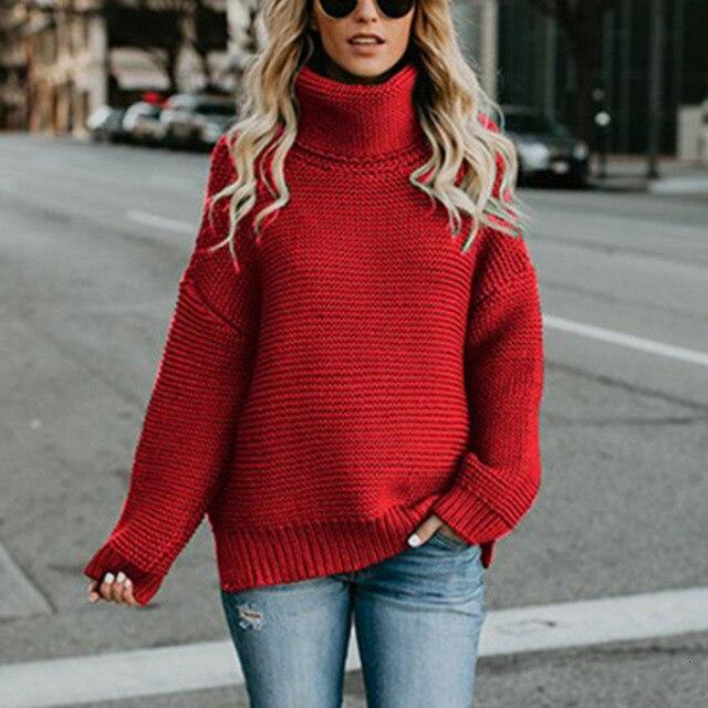 Ladies pregnant women high collar knit long sweater