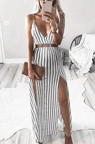 Maternity Sexy V Neck Sleeveless Stripe Dress