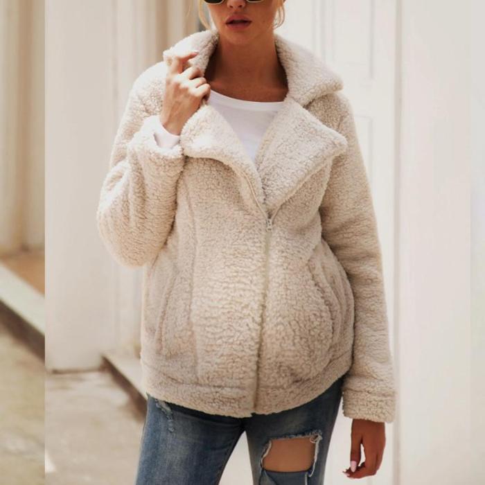 Maternity Casual Solid Color Long Sleeve Jacket
