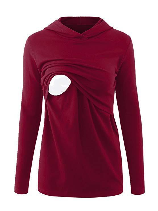 Long-sleeved Breast-feeding Jacket Casual Hoodie T Shirt