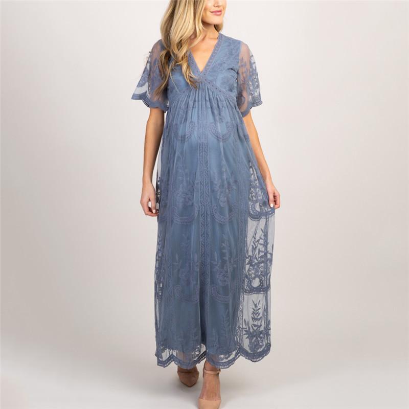 maternity lace mesh overlay maxi dress