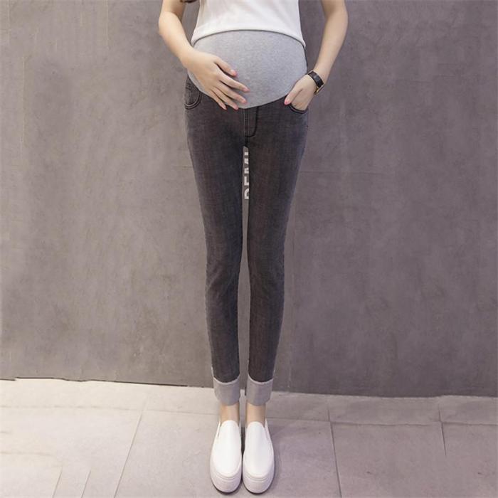 Maternity wear stitching color wearing jeans