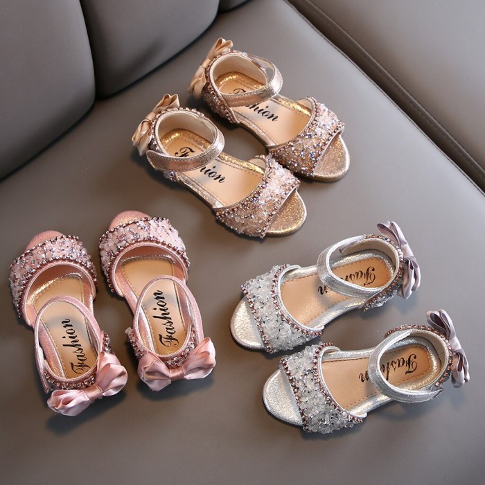 New 2020 Fashion Toddler Kids Baby Girl Shoes Princess Shoes Summer Crystal Solid Casual Shoes Sandals