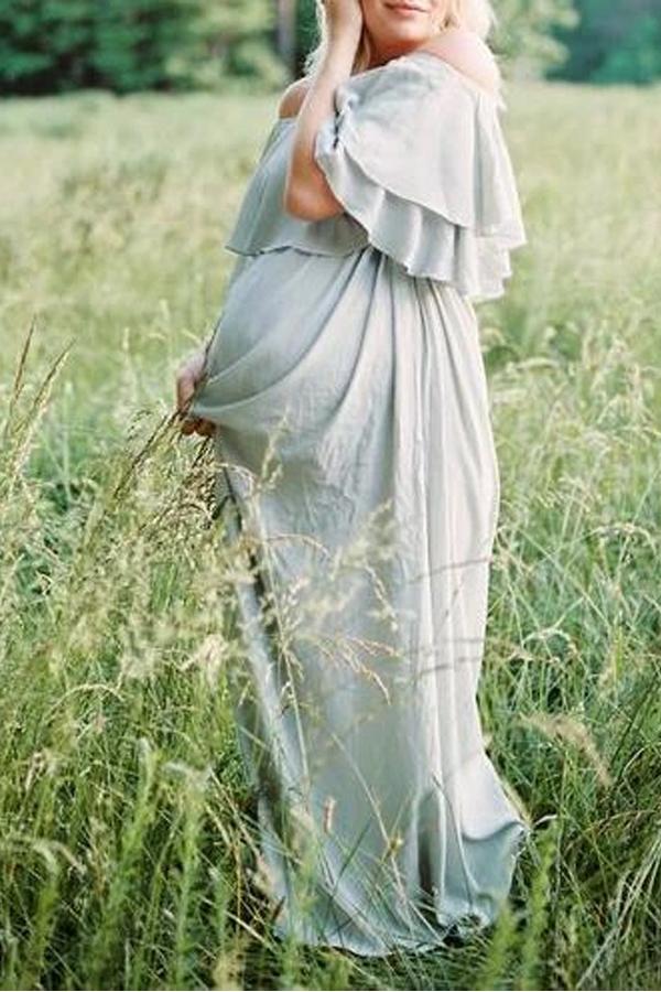 US$ 40.50 - Maternity Strapless Shoulder Photoshoot Dress - www.mamipop.com