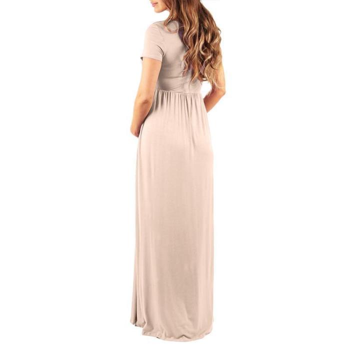 Maternity Elegant Pure Color Ankle-Length Dress