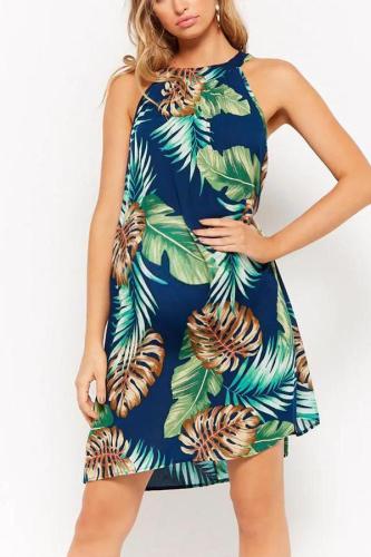 Maternity Tropical Digital Print Sleeveless Dress