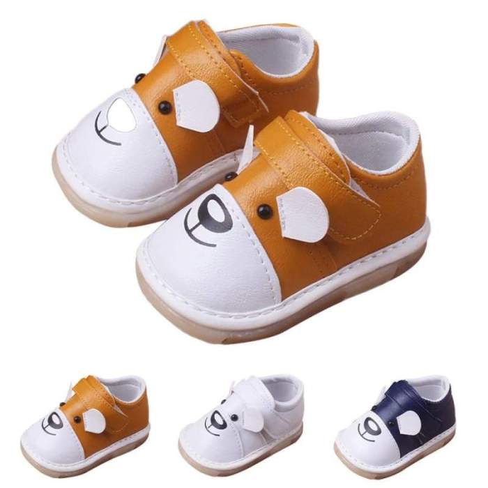 Baby Shoes Leather Casual Flats Shoes Cartoon Animal Theme