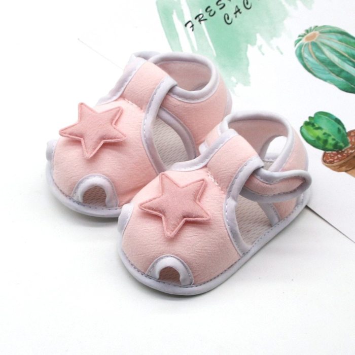 0-18m Infant Newborn Baby Girls Boys Prewalker Printing Stars Applique Single Shoes Cotton First Walkers
