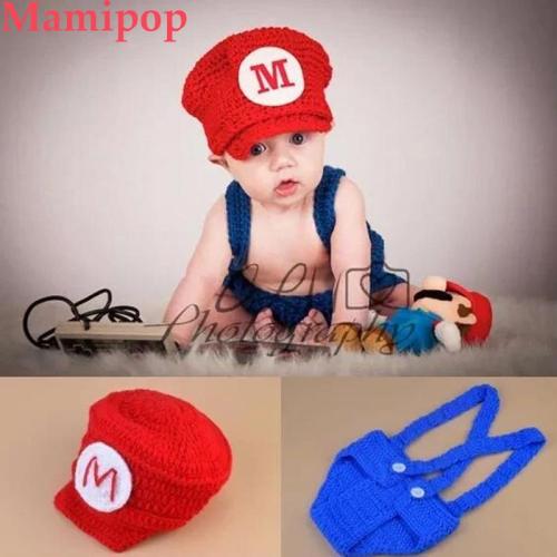 Newborn Baby Super Mario Inspired Beanie Hat&Diaper Cover