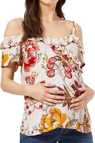 Nursing Top Women Summer Floral Print Elegant Ruffles Strap Baby Showers T-shirt