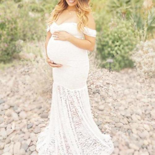 Maternity Lace Off Shoulder Maxi Dress Maternity Baby Shower Dress