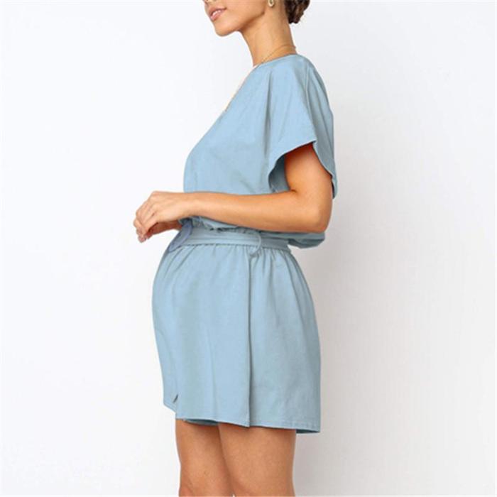 Maternity Women's Solid Color Short Sleeve Jumpsuit