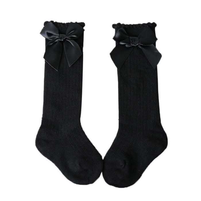 New Baby Socks Kids Toddlers Girls Big Bow Knee High Long Soft Cotton Tiny Lace Kids Children's Bow Socks