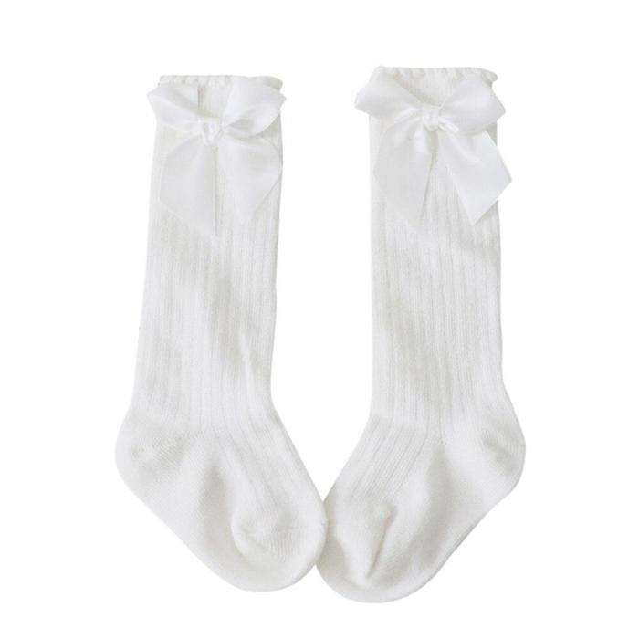 New Baby Socks Kids Toddlers Girls Big Bow Knee High Long Soft Cotton Tiny Lace Kids Children's Bow Socks