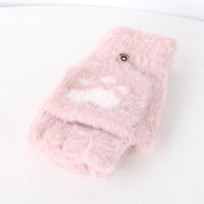 Toddler Baby Winter Warm Knit Heart Fleece Mittens Gloves