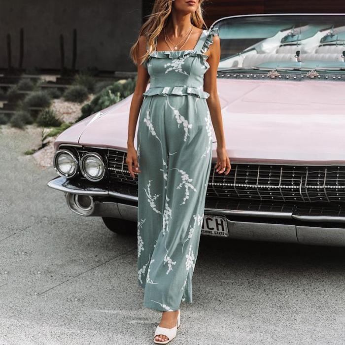 Maternity Printed With Suspenders Jumpsuits