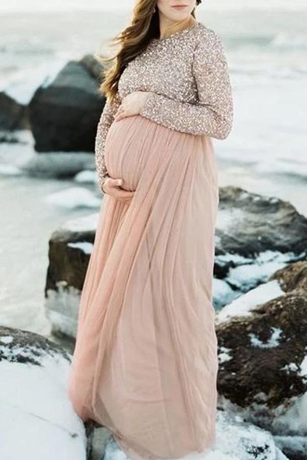 sequin maternity maxi dress