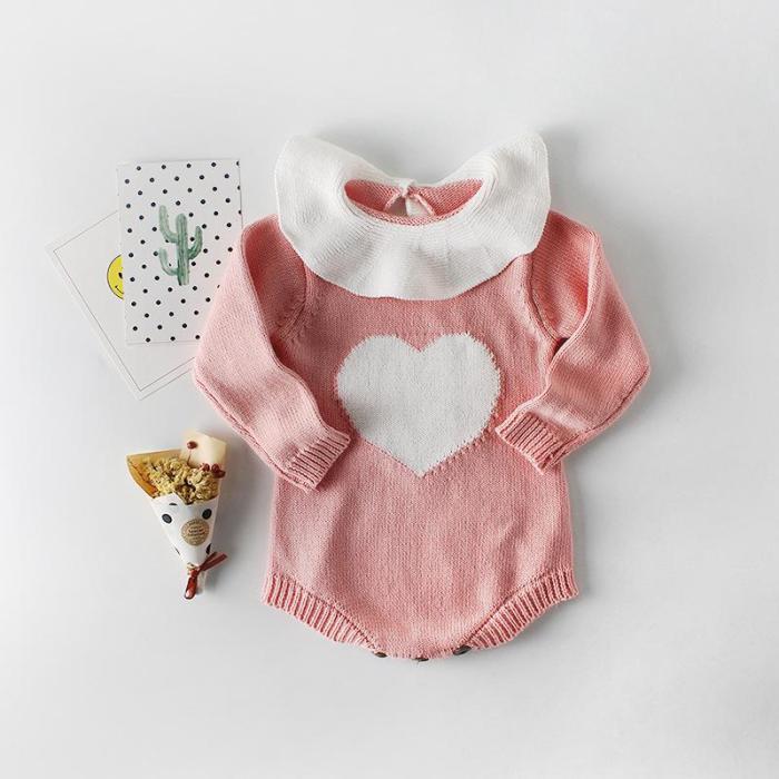 New Baby Collar Love Knitting Wool One-piece Suit Bag Fart