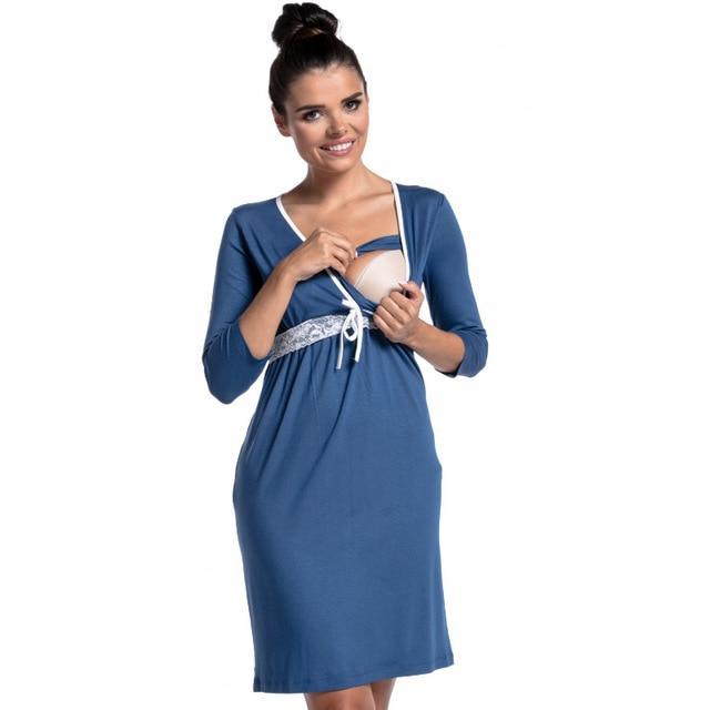 V-neck Pregnant Breastfeeding Nightgown Women Sleepwear