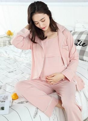 3Pcs Coat + pant + t shirt Women Maternity Pajama