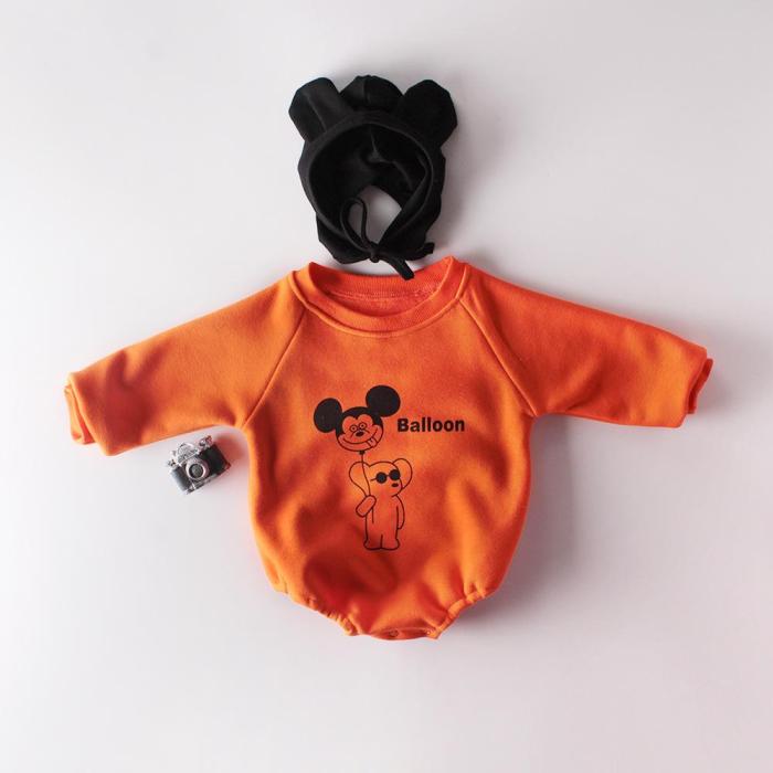 Boys and Girls Bears Farts Baby Long-sleeved Conjoined Climbing Clothes and Velvet Thickening