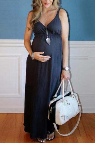 Maternity Solid Color Maxi Dress