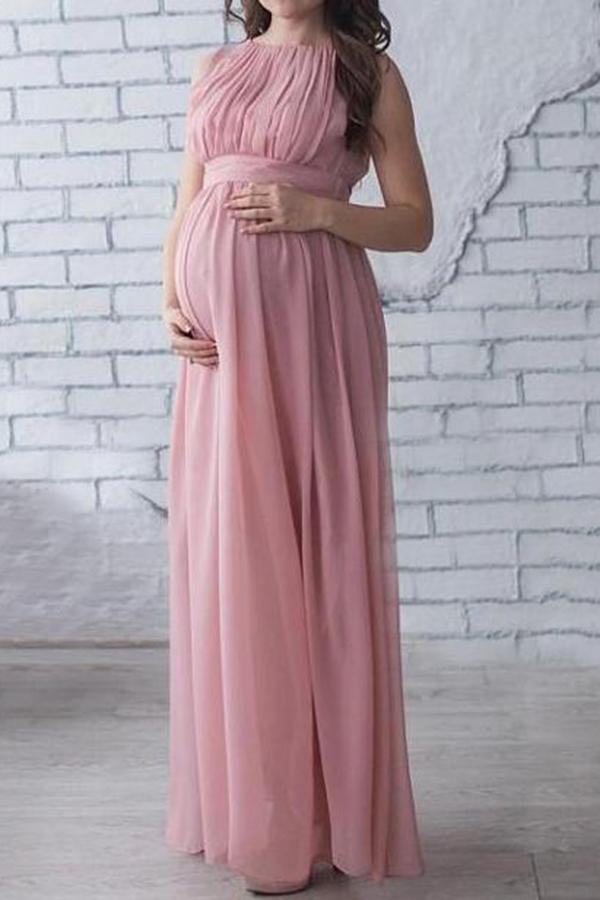 Maternity Sleeveless Chiffon Full Length   Photoshoot Gowns Dress