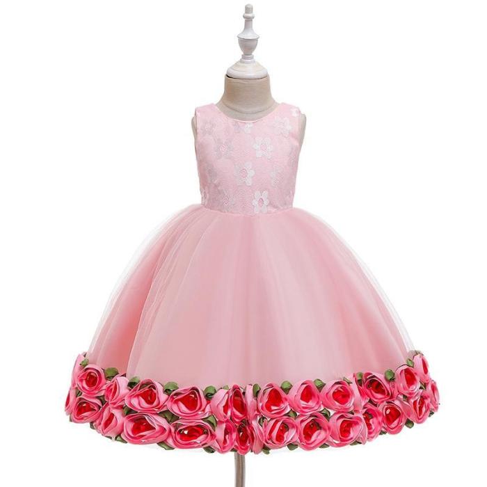 Sleeveless Rose Princess Evening Dress