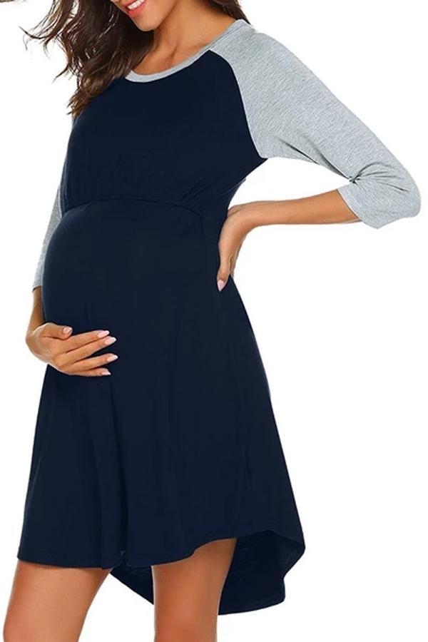 Maternity Short Sleeve Nursing Baby Breastfeeding Nightdress Dress