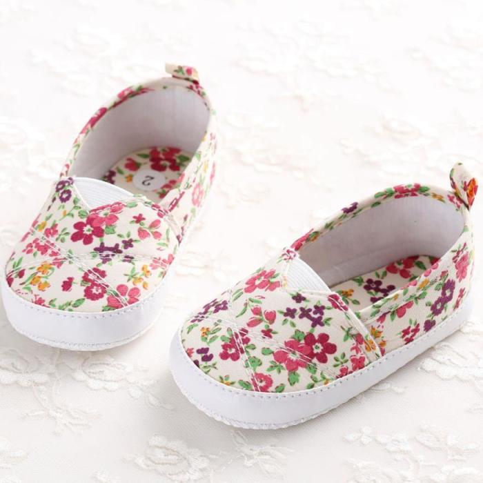 Baby Boy Girl   Toddlers Newborn Baby Girl Floral Printed Soft Sole Prewalker Shoes