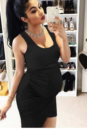 Popular sleeveless Round Neck Vest  Summer Pencil Dress Pregnant Women