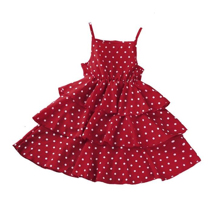 2020 Girls summer Dress New Sling Dot Cake Princess Skirt
