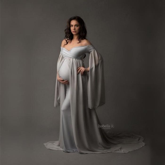 Chiffon Cape Maternity  Photoshoot Gowns  Dress