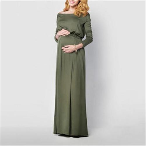 Maternity Casual Pure Color Long Sleeve Dress