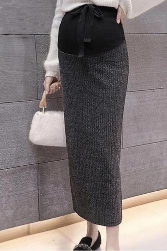 Maternity wear long knit split bag hip skirt