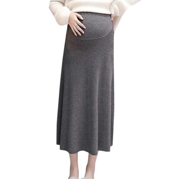 Maternity casual solid color knit skirt