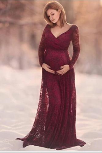 Lace Pregnancy Clothes Elegant Maternity Gown For Pregnant Photo Shoot