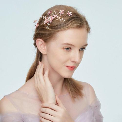 Pink Flower Pearl  Gold Sparkling Hair Comb  Jewelry