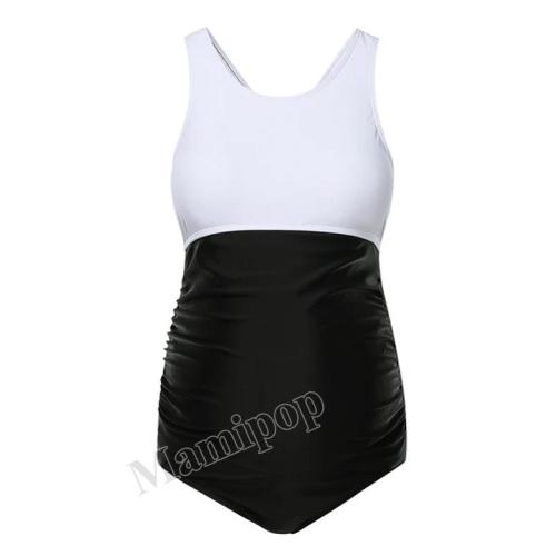 One Piece Solid Color Maternity Swimsuit