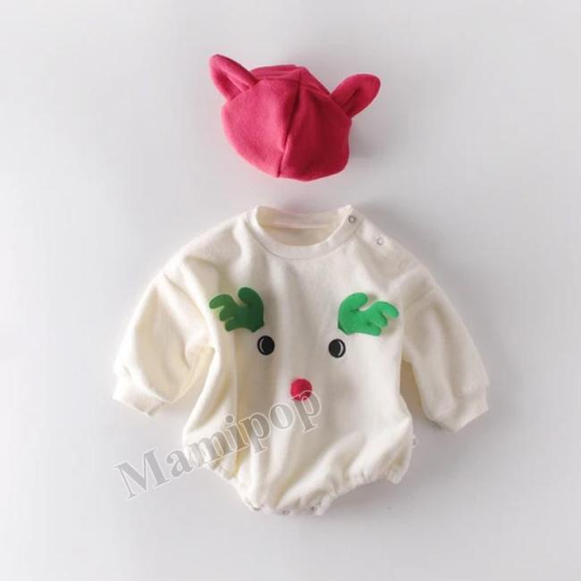 Christmas Winter Baby Round Collar Baby Antlers Linked to the Garment Climbing Dress