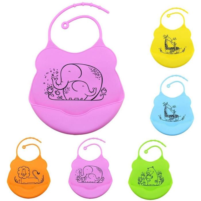 Fashion Baby Bibs Infants Kids cute Silicone Cartoon Pattern Bibs Baby Lunch Bibs Cute Waterproof