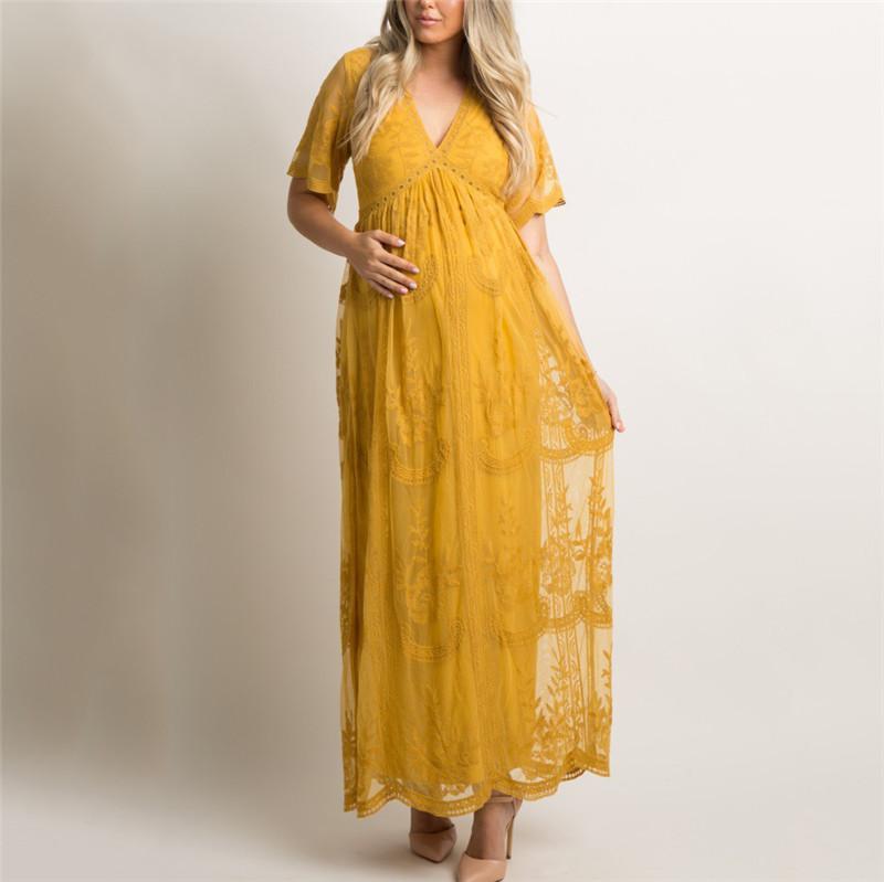 maternity lace mesh overlay maxi dress