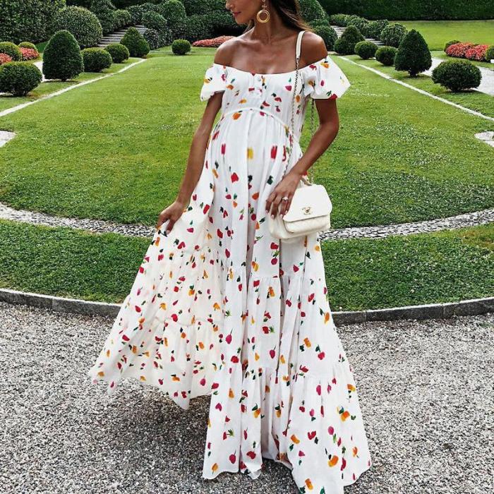 Maternity Sexy Off-The-Shoulder Tube Top Dress