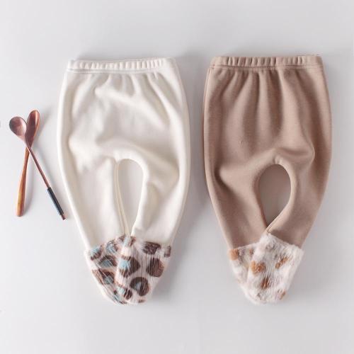 Autumn Winter Baby Leopard Print Stitched with Velvet Leggings