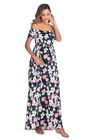 Off-the- Shoulder Flower Print Casual Dress