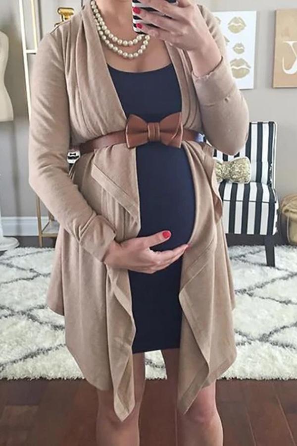 Maternity Long Sleeve Asymmetric Plain Casual Cardigan