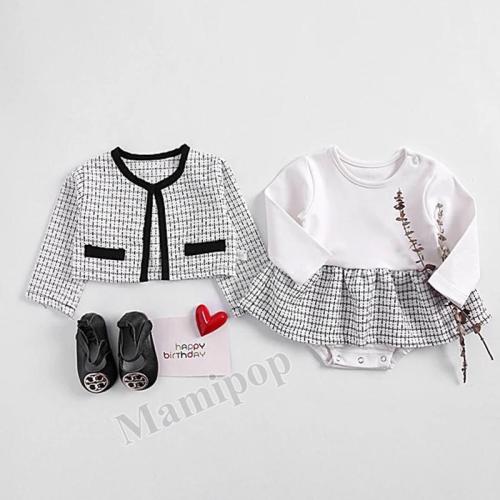 2020 Spring Baby Princess Fragrance Long Sleeve Cardigan + Two-Piece Suit