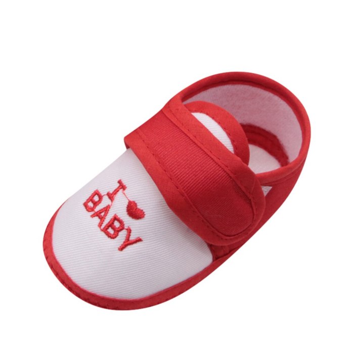 Newborn Infant Baby Girls Boys Printing Cartoon Prewalker Soft Sole Shoes I Love Baby Letter Print First Walker#35