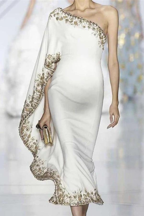Maternity Fashion One Shoulder Printed Dress